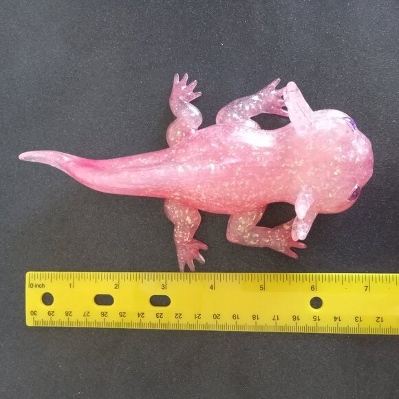 Pink glittery axolotl figurine collectible home decor handmade resin new - Picture 5 of 10
